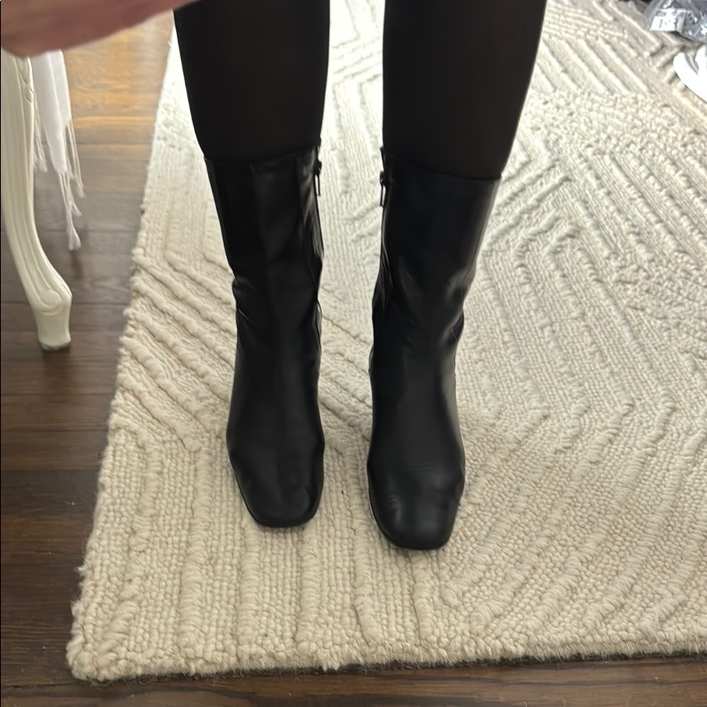 Cole Haan Vintage Leather Black Heeled Mid-Calf Boots Made in Italy - Picture 9 of 15